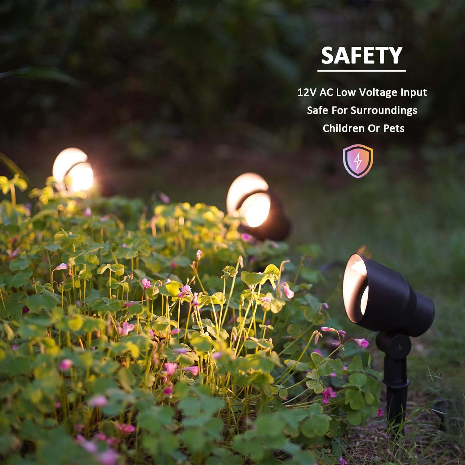 Low Voltage Landscape Spotlights 20W Halogen Spot Lights 12V AC 12PK Outdoor Black Landscape Lighting Kit with Spike Stakes and Connectors 145 Lumen for Garden Lawn