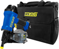Estwing ECN65 Pneumatic 15 Degree 2-1/2' Coil Siding Nailer with Adjustable Metal Belt Hook, 1/4' NPT Industrial Swivel Fitting, and Bag