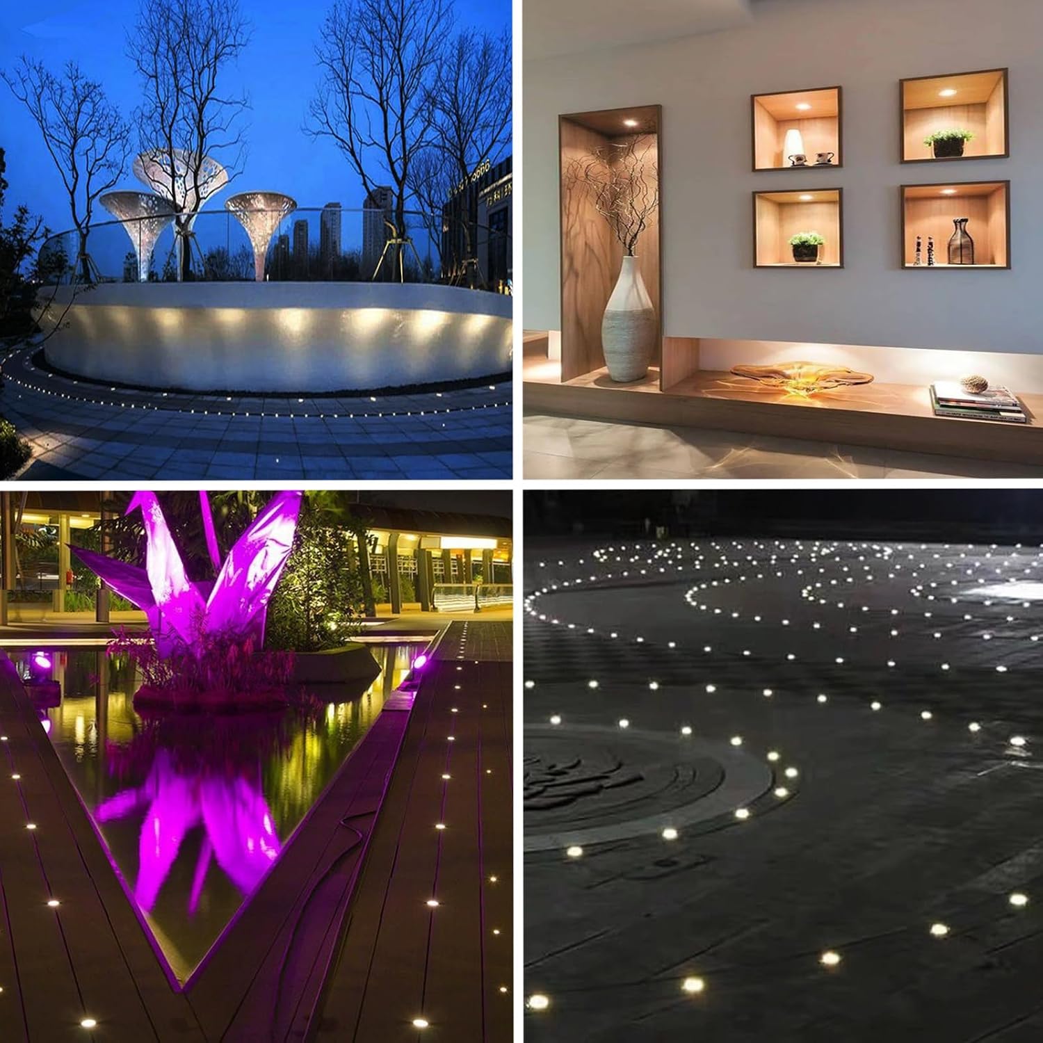 LED Mini In-Ground Starlight, 1W 12V DC Low Voltage Recessed Well Light, IP67 Waterproof, Buried Underground Marker Outdoor Landscape Lighting,Warm White 3000K (12V DC, 10 Pack)