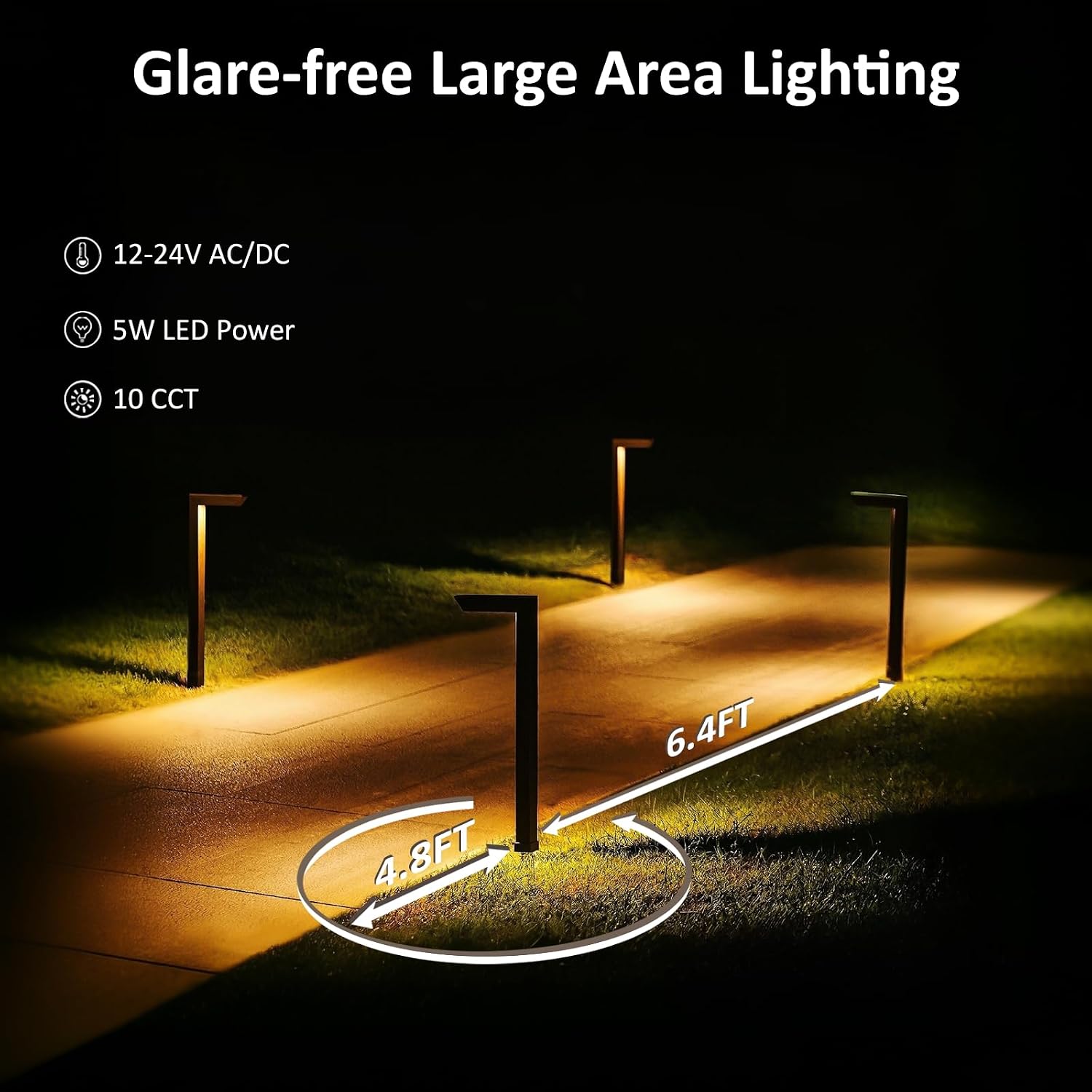 Low Voltage Pathway Lights, 12V 5W LED RGB Color Changing Wired Landscape Path Lights Outdoor for Walkway Driveway Garden of Christmas Halloween, CRI90, Aluminum, Bronze, ETL, Pack of 6