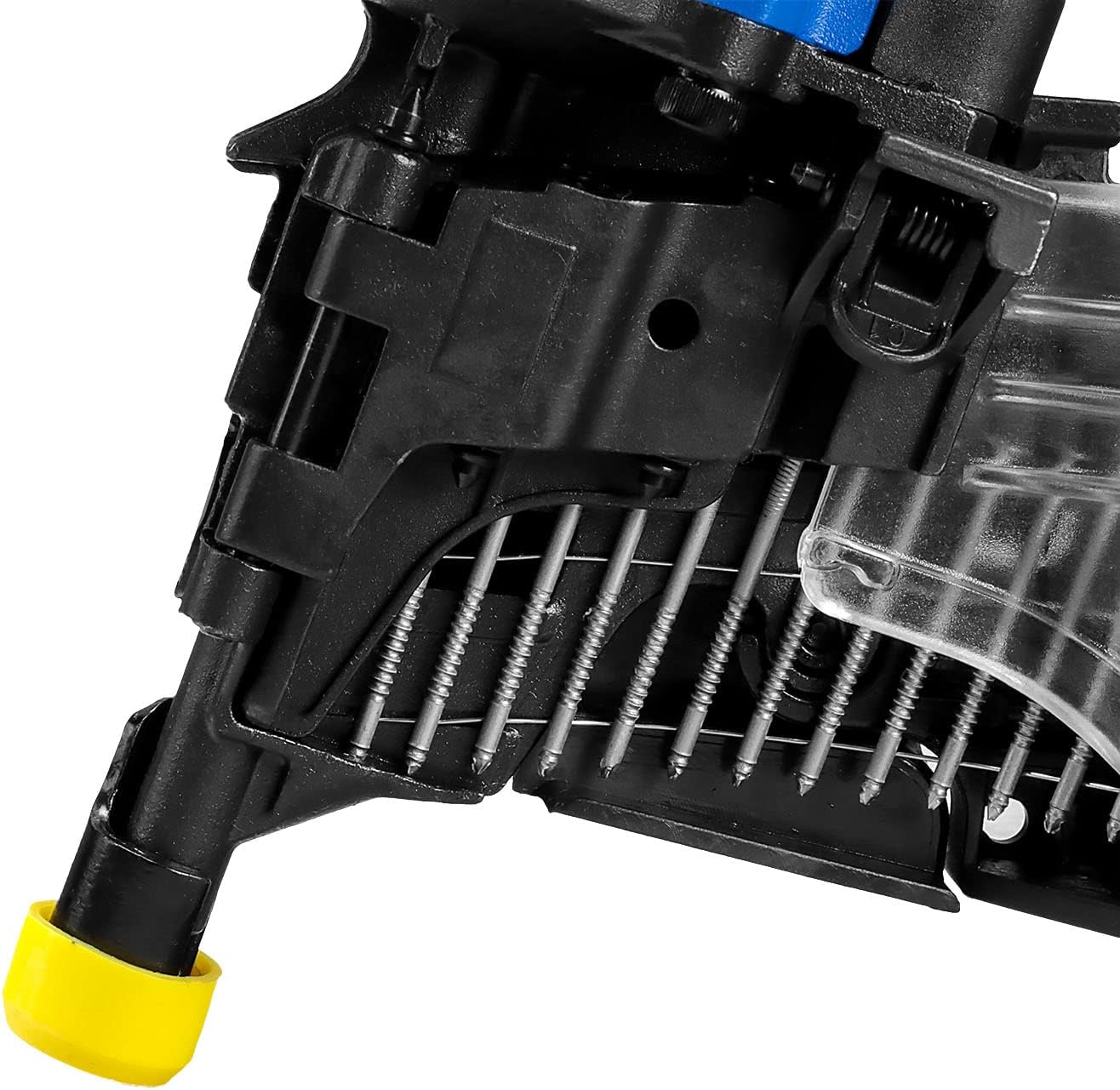 Estwing ECN65 Pneumatic 15 Degree 2-1/2' Coil Siding Nailer with Adjustable Metal Belt Hook, 1/4' NPT Industrial Swivel Fitting, and Bag
