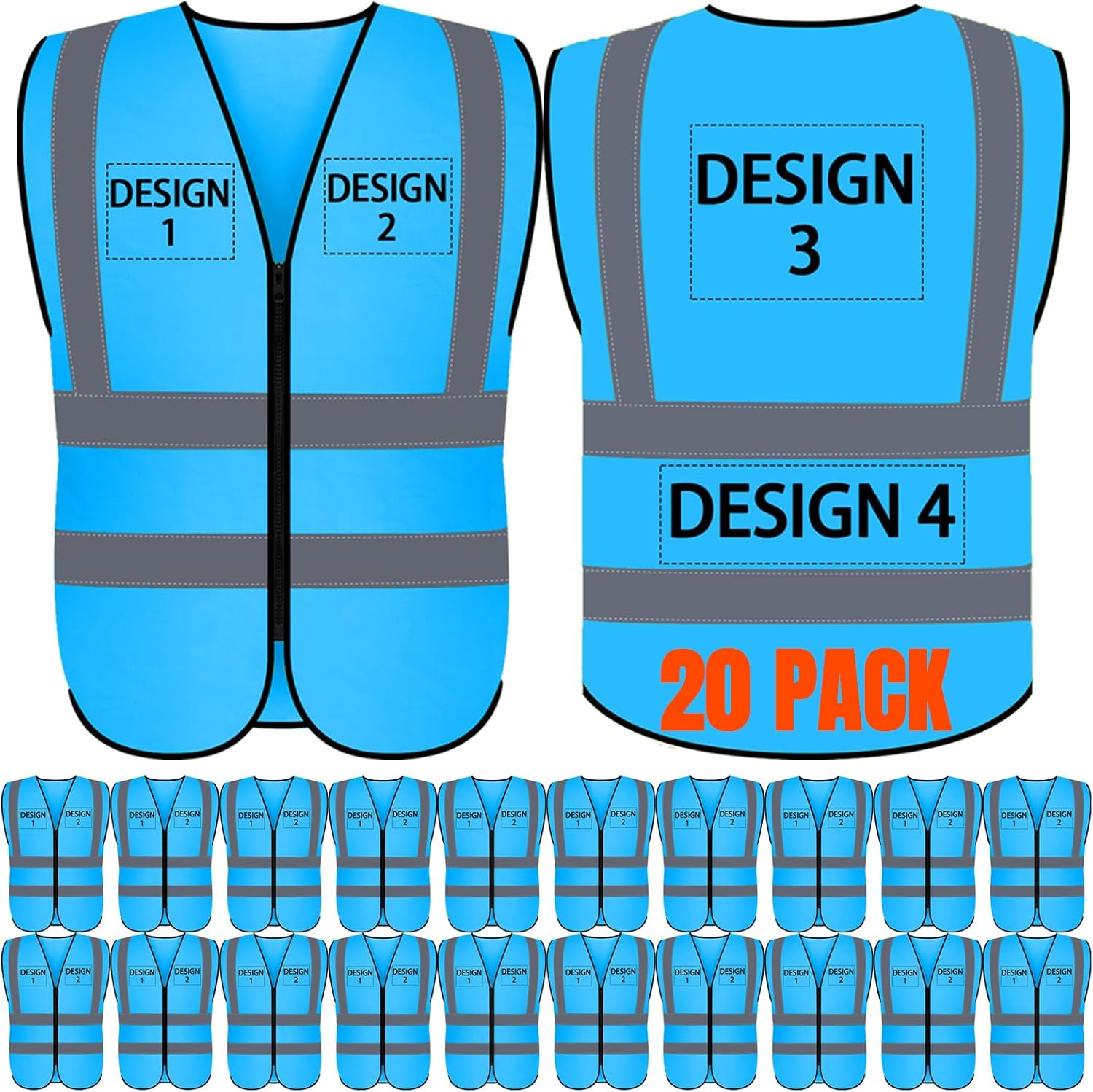 BeautyWill Bulk Custom Logo Safety Vest High Visibility Reflective Work Vests