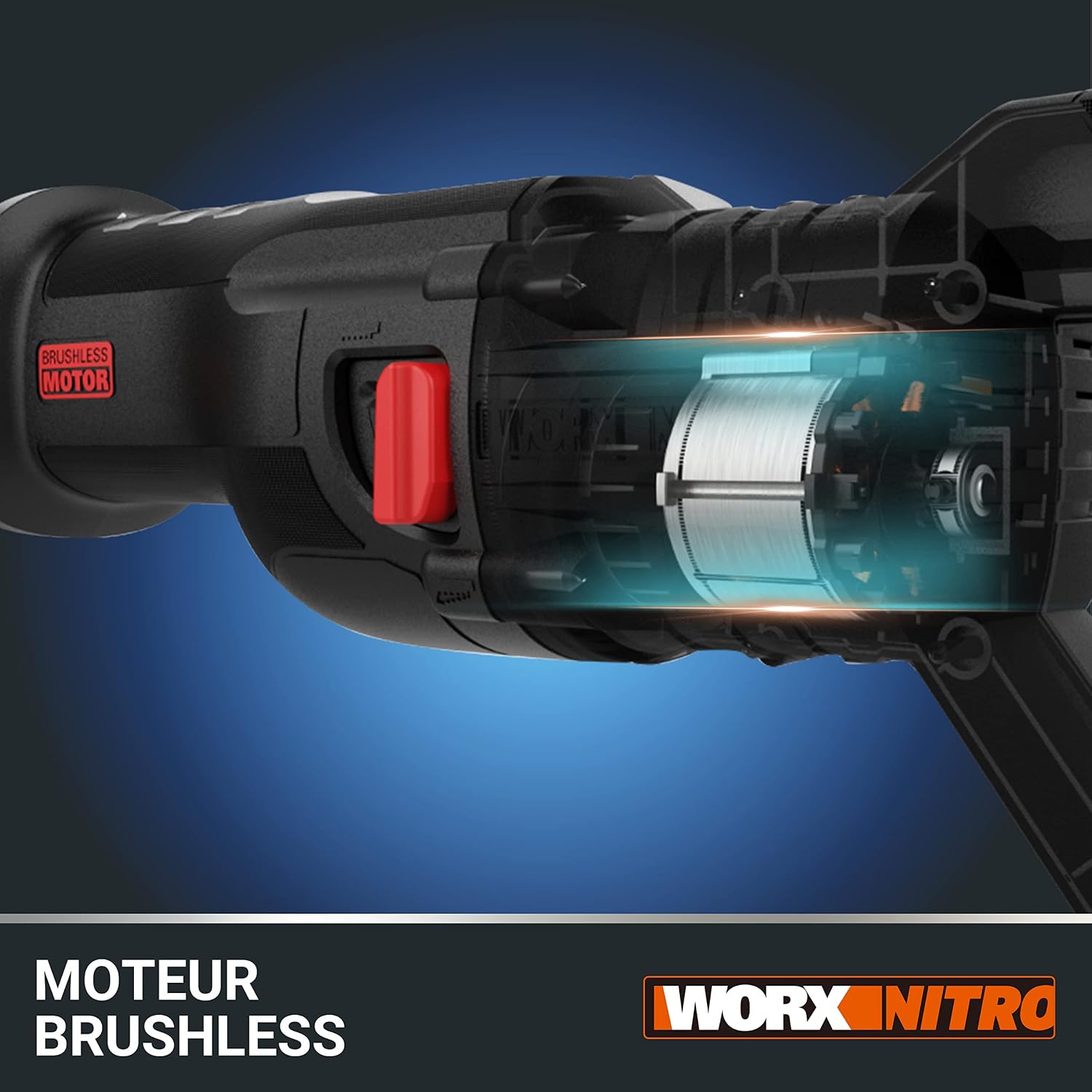 WORX 20V WX516 Cordless Sabre Saw, 29 mm Stroke, Up to 300 mm, Brushless Motor, Multi-Material, Variable Speed, Lightweight and Ergonomic, with 1 x 4Ah Battery and Charger