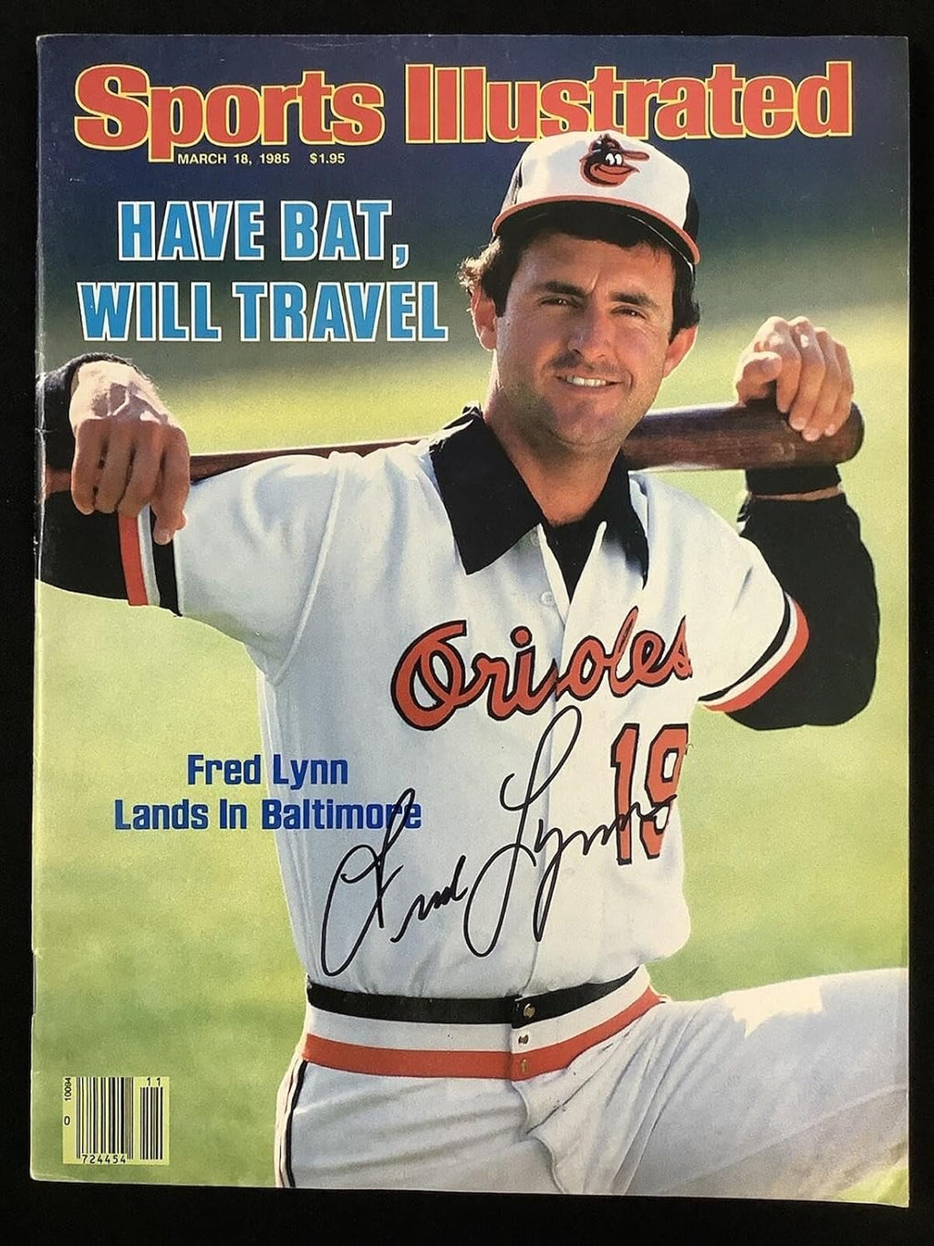 Fred Lynn Signed Sports Illustrated Magazine 8/17/87 NO LABEL Orioles Auto JSA - Autographed MLB Magazines