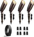 Low Voltage Landscape Lighting Kit, 4 Pack 3000K/4000K/5000K Spotlights and 100FT Cable and 20 Wire Connectors, Aluminum ORB Waterproof Uplight for Tree Yard House, Without Transformer