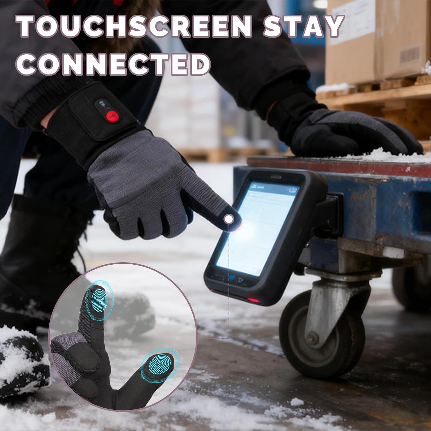 Heated Work Gloves for Men Women - Rechargeable Electric Heating Gloves, Windproof Thermal Gloves with Touchscreen