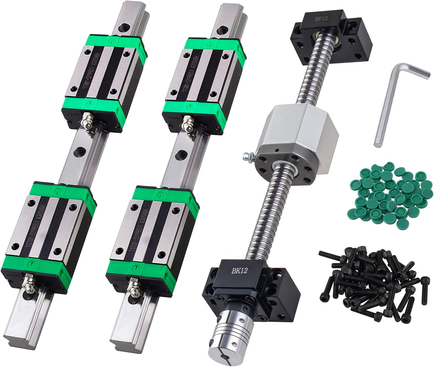 HGR20 Linear Guide Rail kit 200mm Linear Slide Rail with 4 Bearing Block + 1Pcs SFU1605 250mm Ballscrew kit with BF12/BK12, Ball nut, DSG16H, Coupling for DIY CNC Routers Lathes Mills