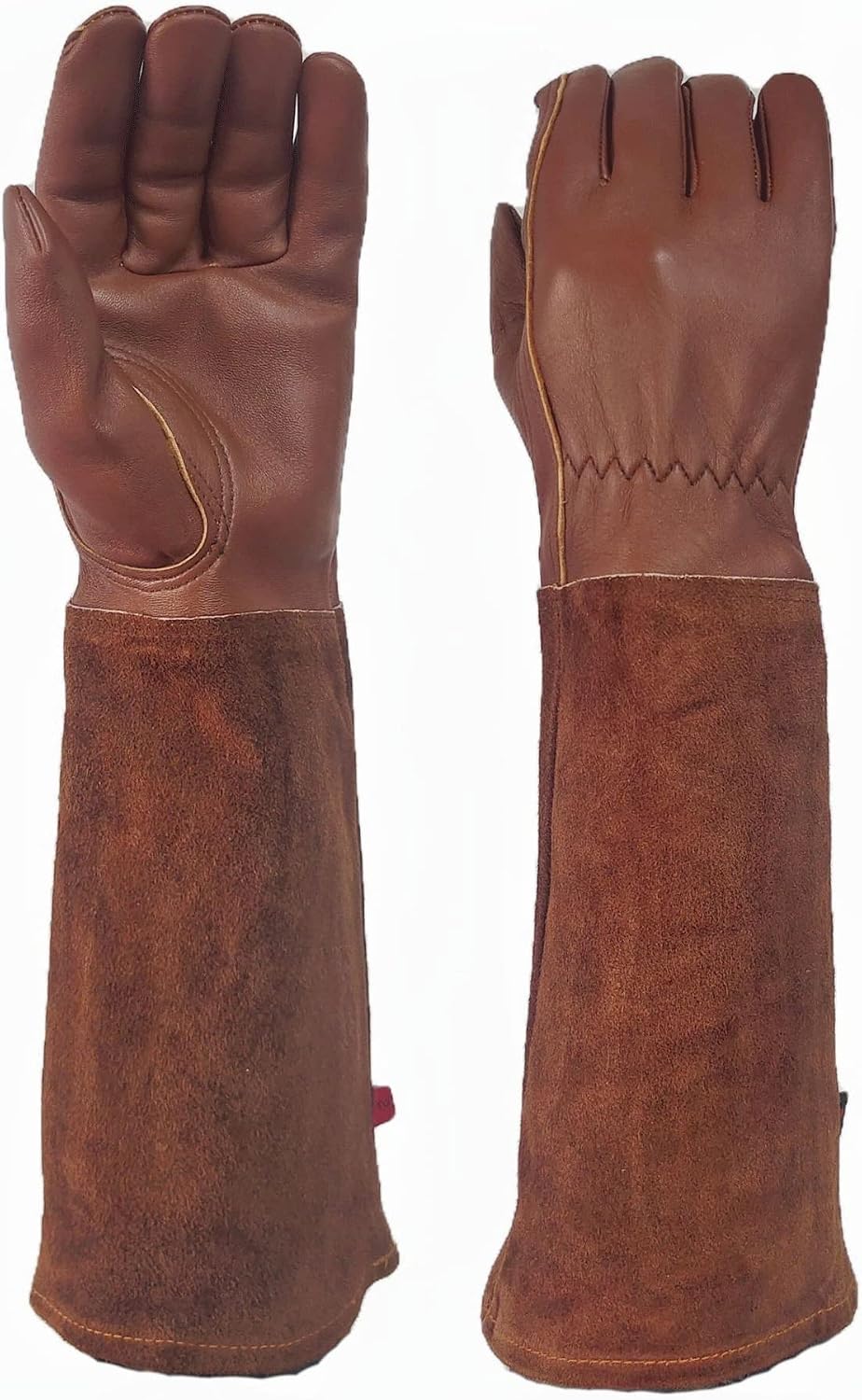 Long Gardening Gloves for Men/Women Thornproof Rose Pruning Gauntlet Forearm Protective Garden Work Gloves (Color : Brown, Size : Large)