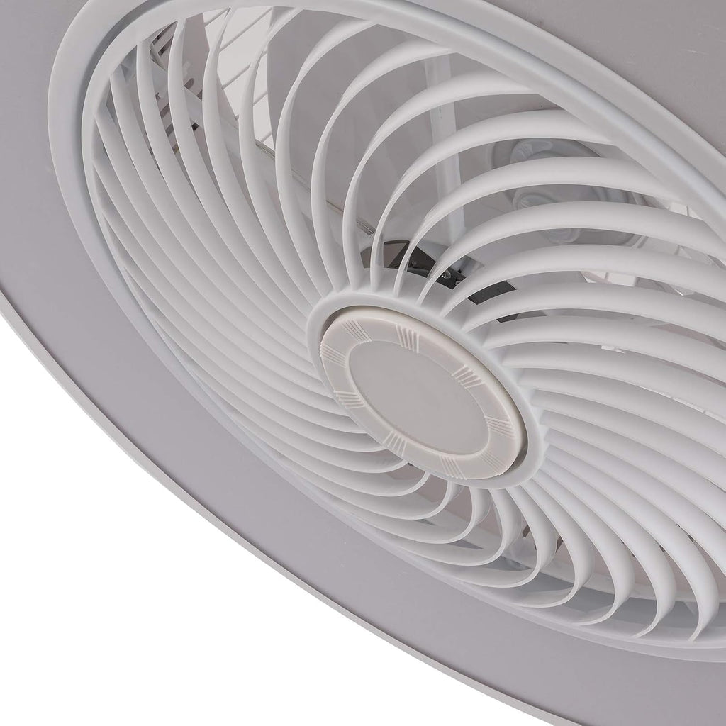 Ceiling Fan with Light Kit,22 Inch Modern LED Remote Control Semi Flush Mount Fandelier with Invisible Acrylic Blades,3 Colors 3 Speeds Changing,Enclosed Low Profile Fan (White)