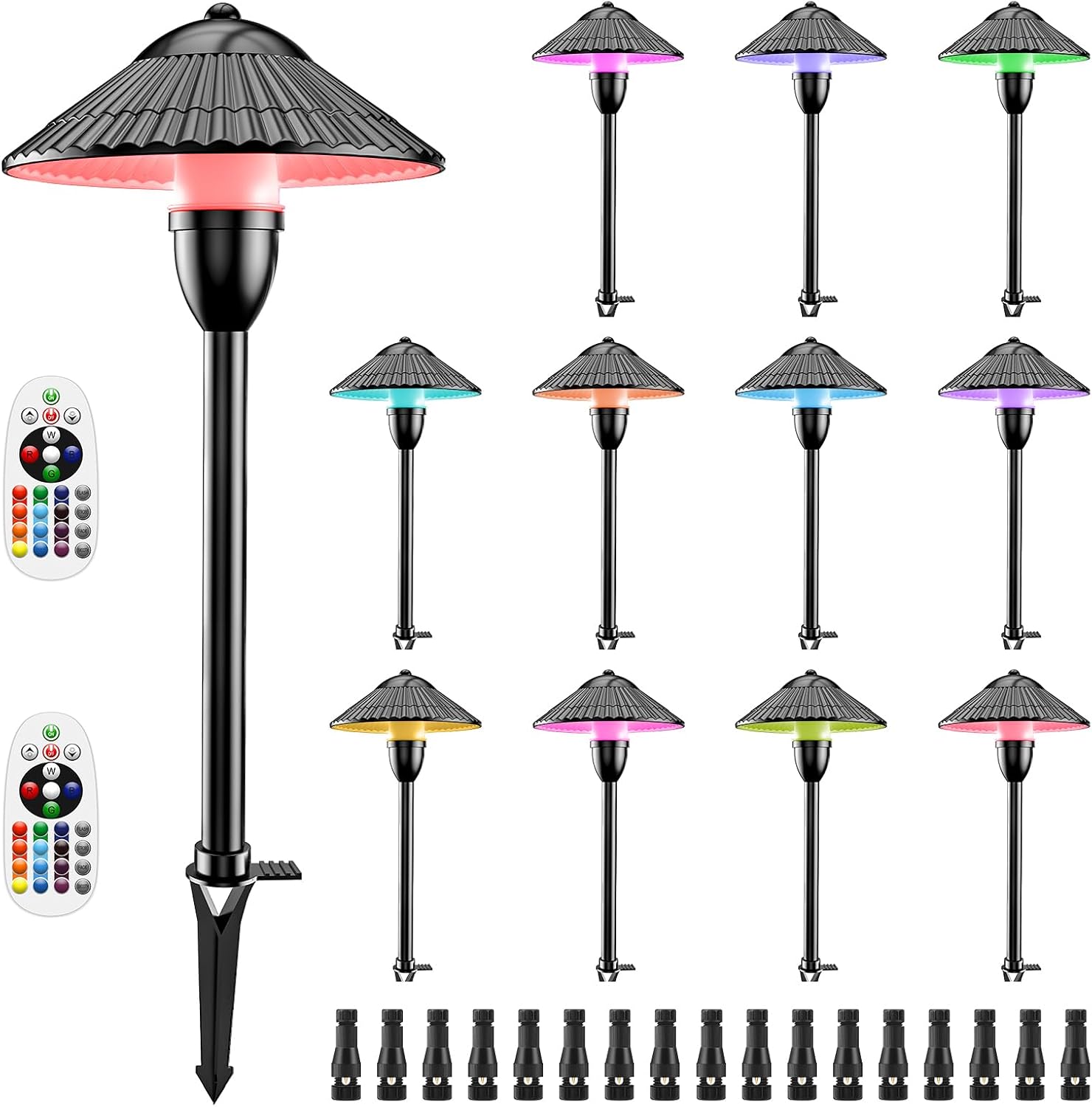 ZUCKEO RGBW Low Voltage Landscape Lighting 5W Color Changing Pathway Lights 12-24V Multi-Color LED Path Lights Waterproof for Yard Garden Walkway Holiday (12 Pack with Connectors)