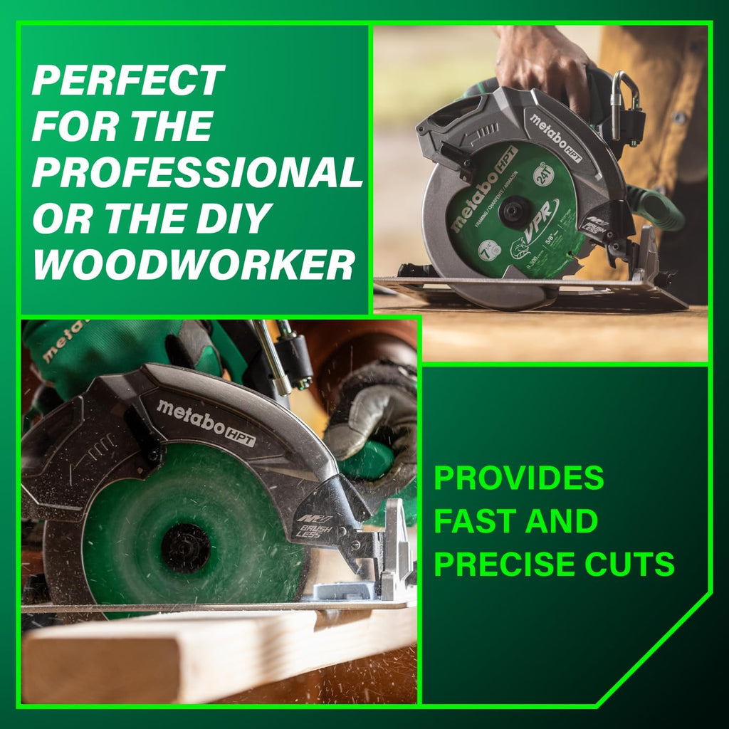Metabo HPT 36V MultiVolt 7-1/4' Circular Saw, Torque Boost Technology, High Power and Torque, Visible Cutting Depth Indicator, Lightweight Aluminum Base Plate, Tool Body Only, C3607DBQ4