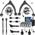 Detroit Axle - 4WD Front End Kit for 2007-2013 Chevy Silverado 1500 GMC Sierra 1500 Cadillac Escalade, Wheel Bearing Hubs Upper Control Arms Tie Rods Sway Bars Ball Joints Wheel Lug Nuts Socket Keys