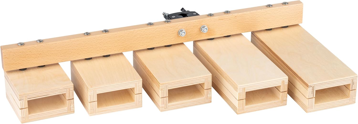 Meinl Percussion Wood Temple Blocks with Mount, Five Pitches from Low to High, 100% Baltic Birch, 2-Year Warranty (TMWTB)