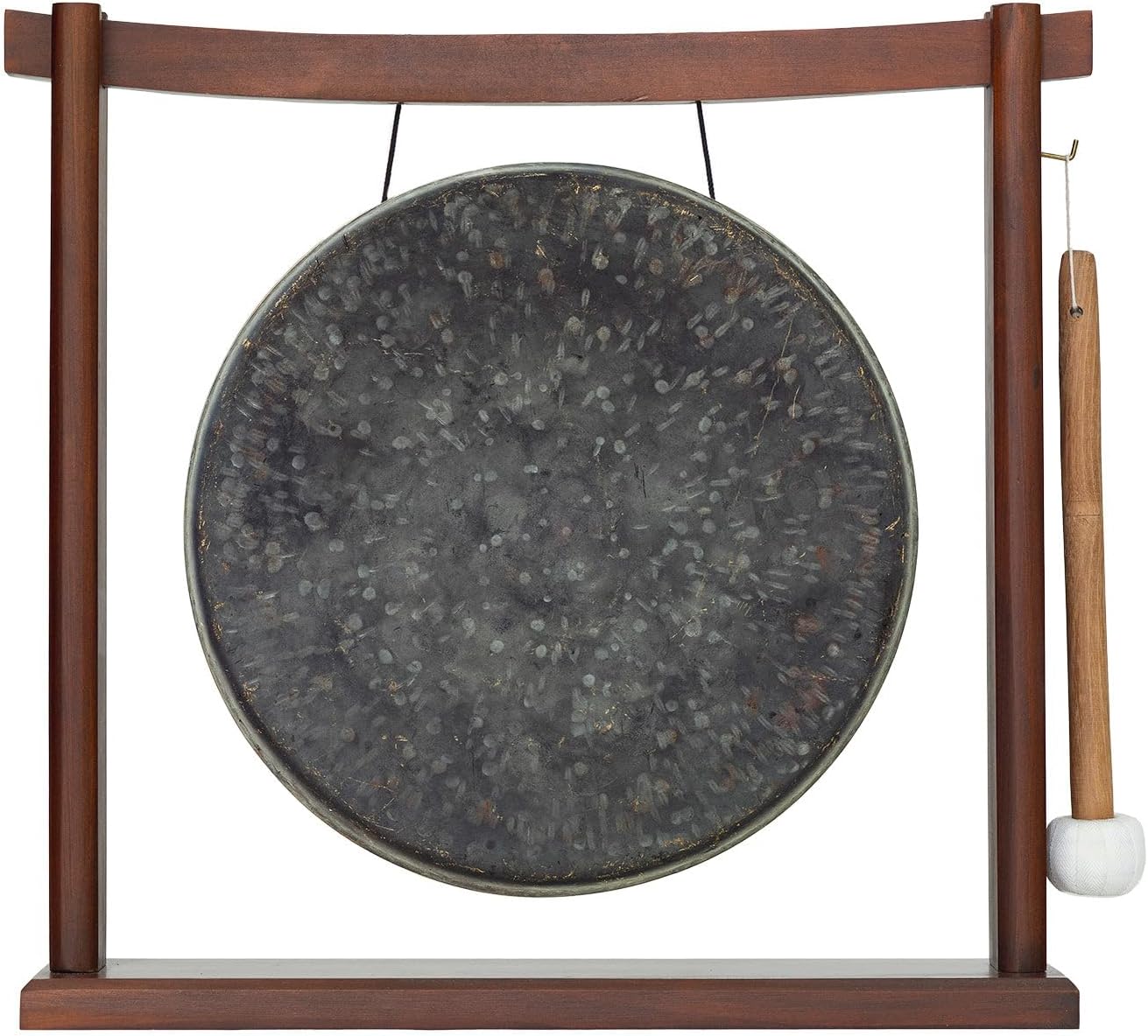10'-12' Gongs on Woodsonic Stand - Includes Gong, Mallet, & Stand/Easy to Play Traditional Chinese Gong/Easy to Assemble Stylish Wood/Great for Small Spaces