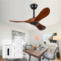 36 Inch Small Ceiling Fan no Light, Outdoor Ceiling Fans Without Lights with Remote Control, 3 Blades Solid Wood Propeller for Patio, Indoor, Living Room, Bedroom, Porch, Farmhouse