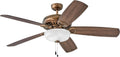 Hinkley Gladiator Illuminated 60' Ceiling Fan with DC Motor, Antique Copper | Reversible Walnut/Birch Blades, (3) 4W LED Bulbs, 4-Speed Pull Chain with Manual Reverse, Includes 4.5' Downrod, Large Rooms