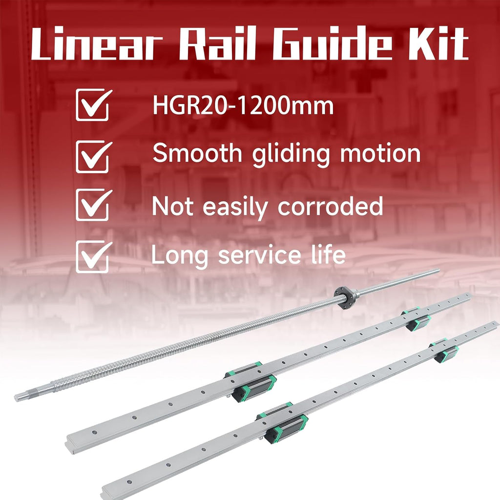 findmall 2PCS HGR20-1200mm Rail 1PCS SFU1605-1200mm Linear Guide Rail Ball Screw Set with BF12, BK12 Blocks, DSG16H Nut, Coupling for CNC Router Lathe Mill