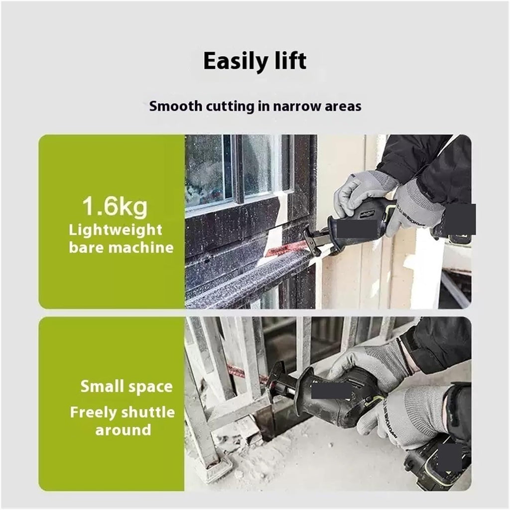 Reciprocating Saw, Cordless Brushless Reciprocating Saw Electric Handheld Cutting Saw for Metal and Wood(2.0A single battery)
