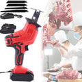Portable Reciprocating Saw, Electric Bone Cutting Machine, Selt-locking, LED Lighting, With 4 Saw Teeth, 1/2 Batteries,0-3000rpm Variable Speed, for Cutting Meat/Bones,2-Battery