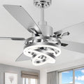 52' Ceiling Fan with Lights and Remote Contro Modern Chandelier Ceiling Fan with Lights 6 Speed 3 Timing for Bedroom Living Room Kitchen（Chrome）