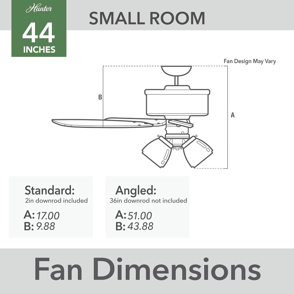 Hunter - Swanson 44-inch Indoor Matte Silver Energy Star Ceiling Fan with LED Light Kit, 4-speed DC Motor, 52779