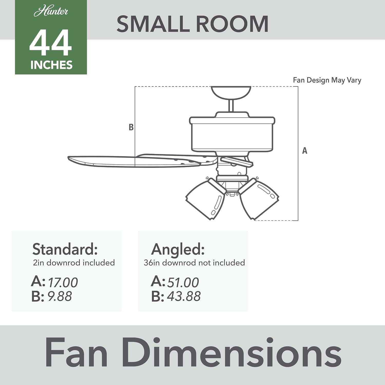 Hunter - Swanson 44-inch Indoor Matte Silver Energy Star Ceiling Fan with LED Light Kit, 4-speed DC Motor, 52779