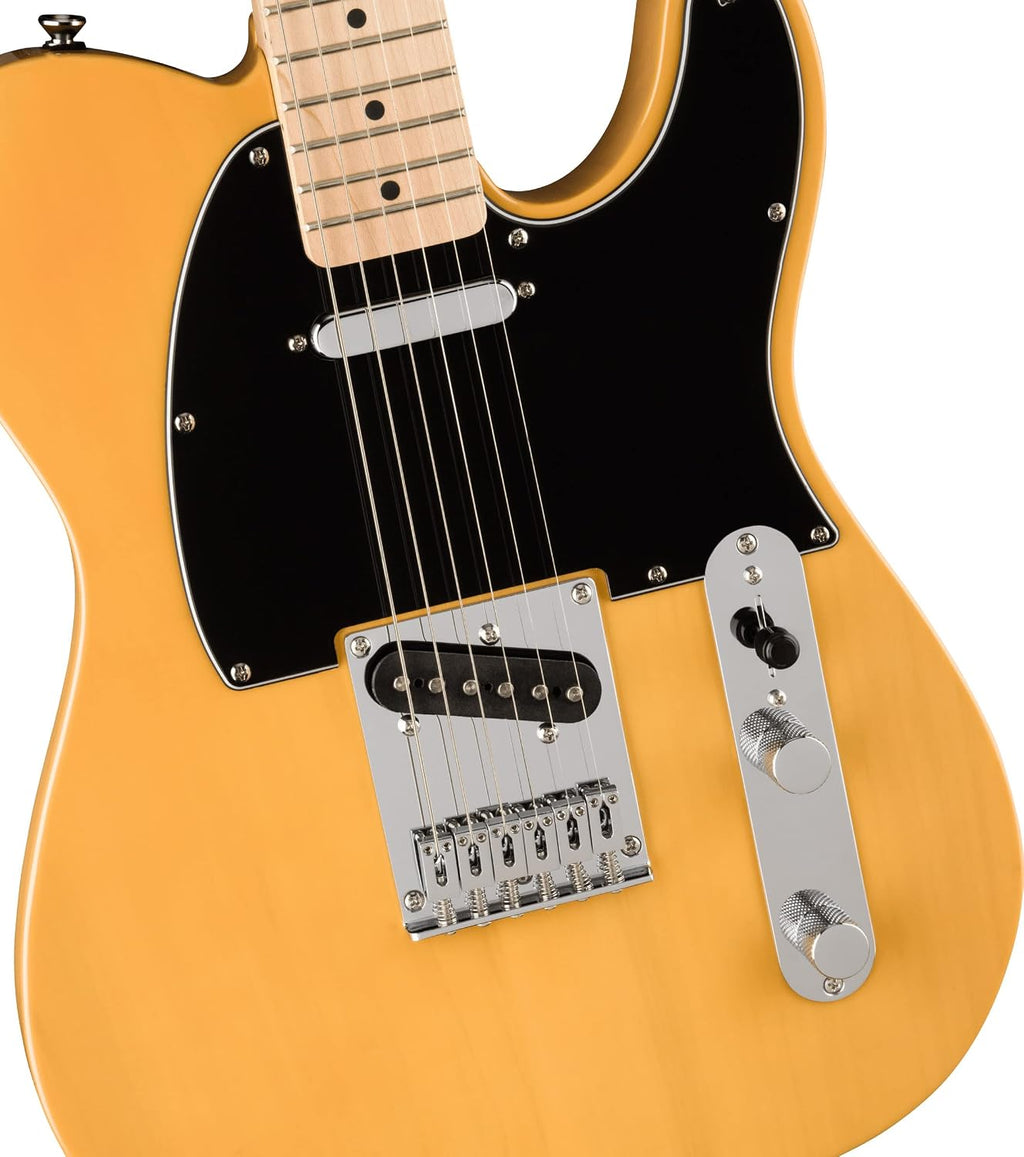 Fender Squier Affinity Telecaster w/Maple Fingerboard- Butterscotch Blonde Bundle with Gig Bag, Tuner, Strap, Picks, and Austin Bazaar Instructional DVD