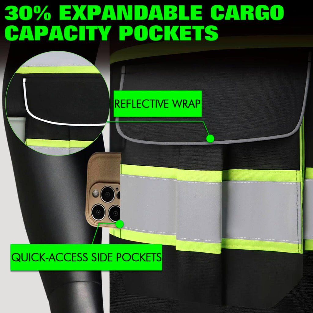 BeautyWill ANSI Certified Custom Logo Safety Vest 8-Pockets Class2 High Visibility Reflective Vest for Men - Personalized Logo Heavy-Duty Work Vest（Black，5Pack，L）