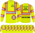 BeautyWill High Visibility Shirts Long Sleeve Class 2 Reflective Shirts ANSI with Pocket Safety Shirts for Men and Women