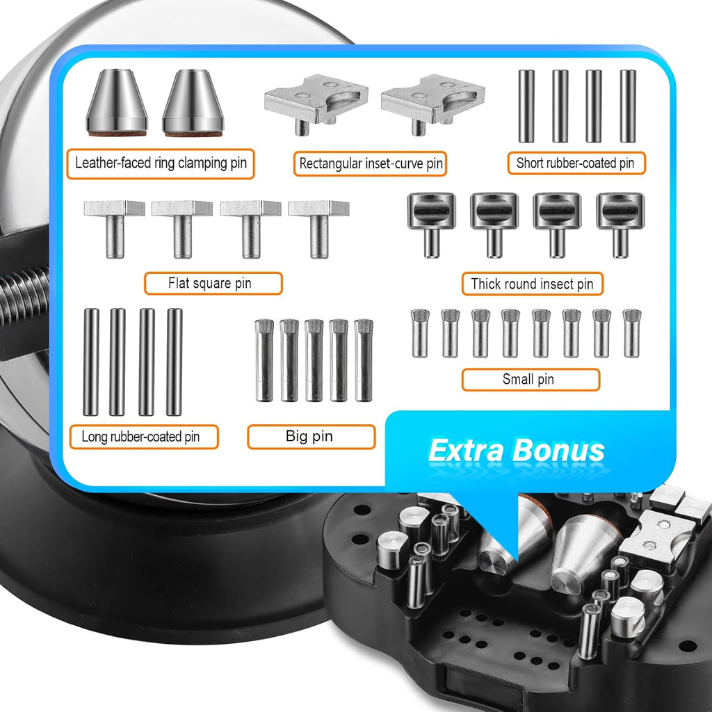 DZQ Ball Vise 5' Engraving Setting Tool 360°Rotation Professional Ball Vise 36PCS Attachment Jewelry Engraving Block Tools Standard Block