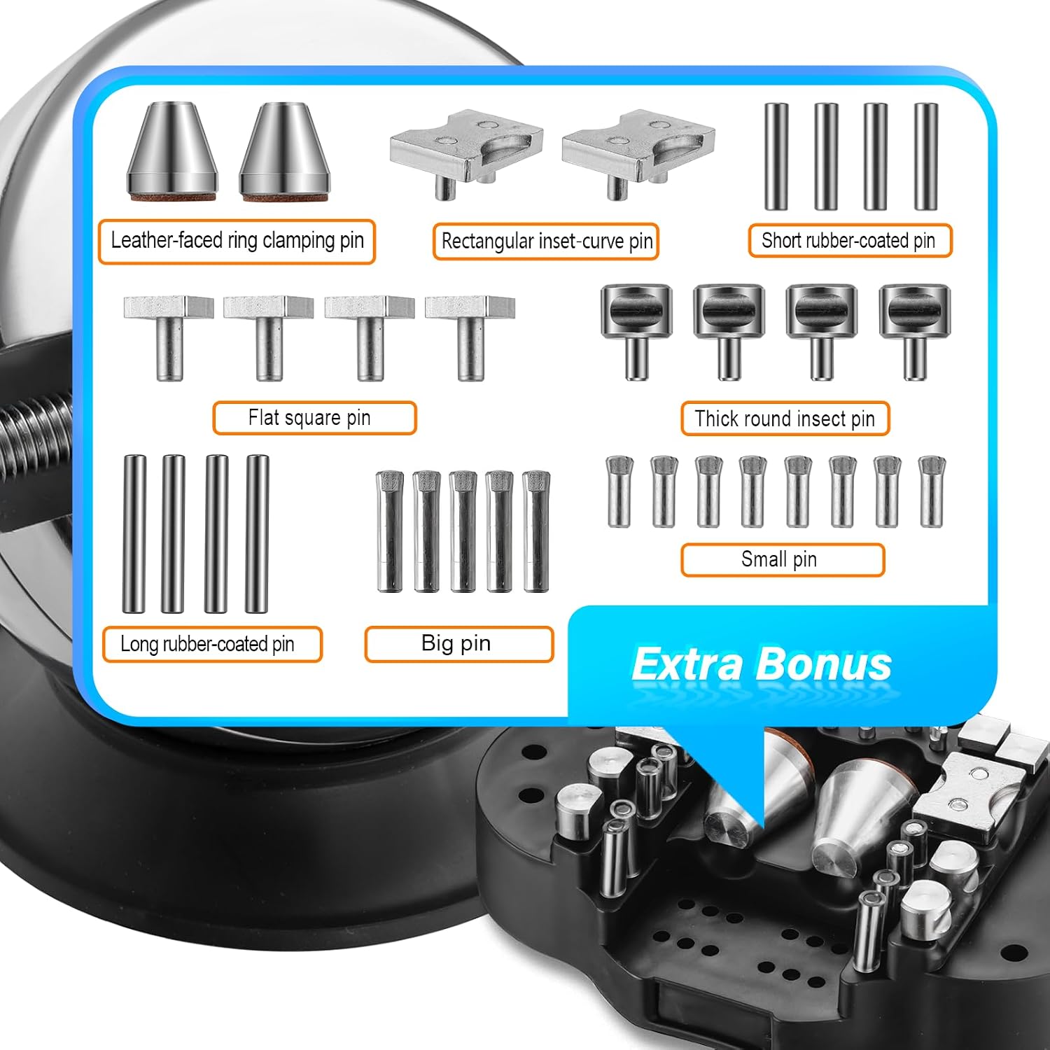 DZQ Ball Vise 5' Engraving Setting Tool 360°Rotation Professional Ball Vise 36PCS Attachment Jewelry Engraving Block Tools Standard Block