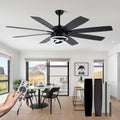 Farmhouse Ceiling Fans with Lights,Chandelier Fan with DIY Rings LED,Fandelier Ceiling Fans with Lights for Living Room/Bedroom (Black-MD-DC7205, 72 Inch)