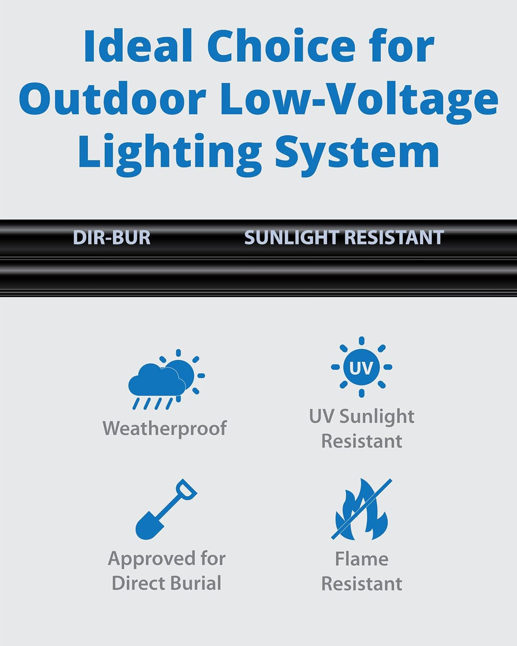 Lightkiwi 10/2 Low Voltage Landscape Wire - 500 Feet - Outdoor Underground Direct Burial Stranded Cable for Spotlight, Pathway Lighting - Weatherproof, ETL Listed