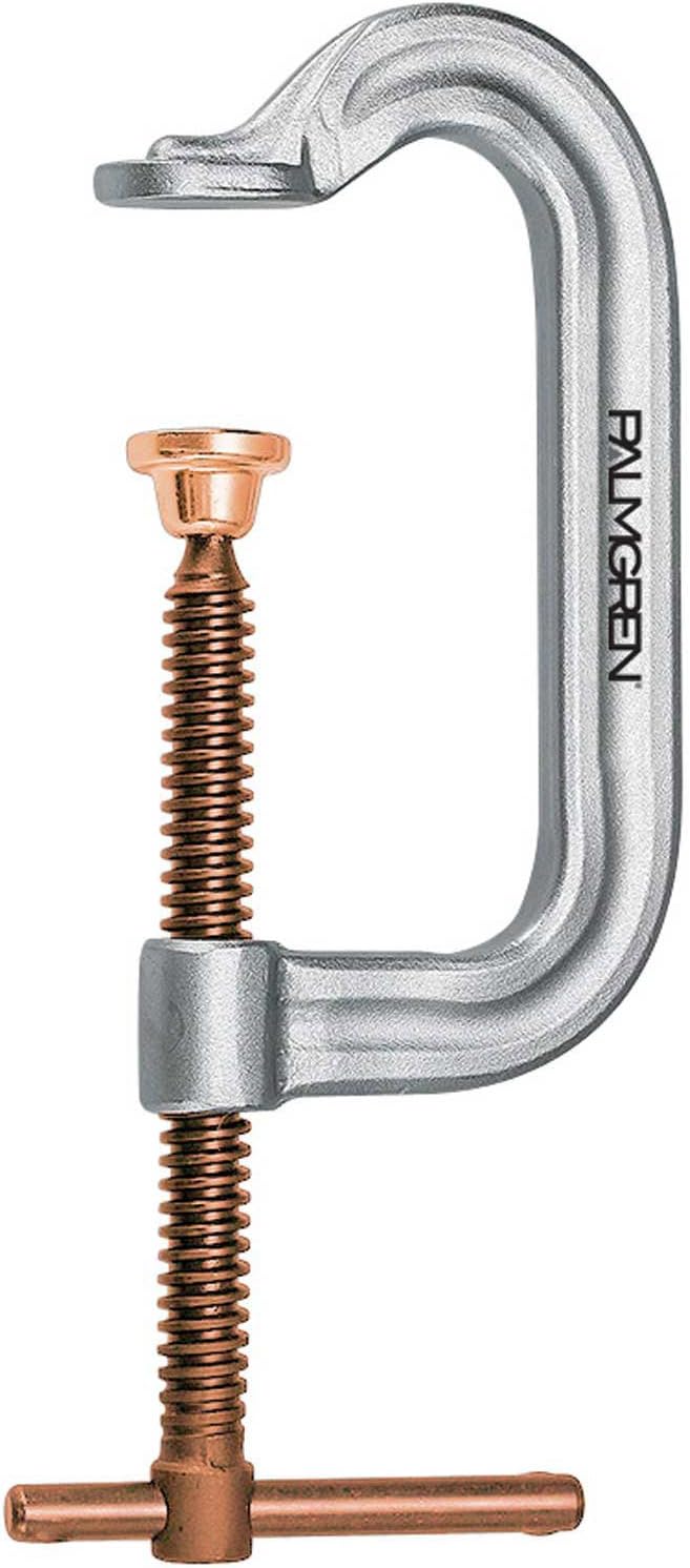 Palmgren 9629156, Regular Duty Deep Throat C-Clamp with Copper Spindle, 0-6 Inches