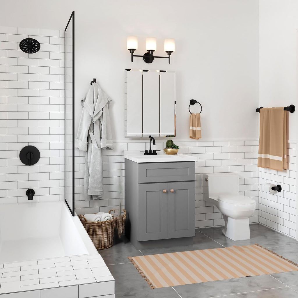 Design House Camilla II Vanity Top, Cultured Marble, Centerset Mount, Integrated Backsplash, Stain Resistant, Rectangle Bowl, White, 22 in D x 22 in W x 8.6 in H, Item 630210