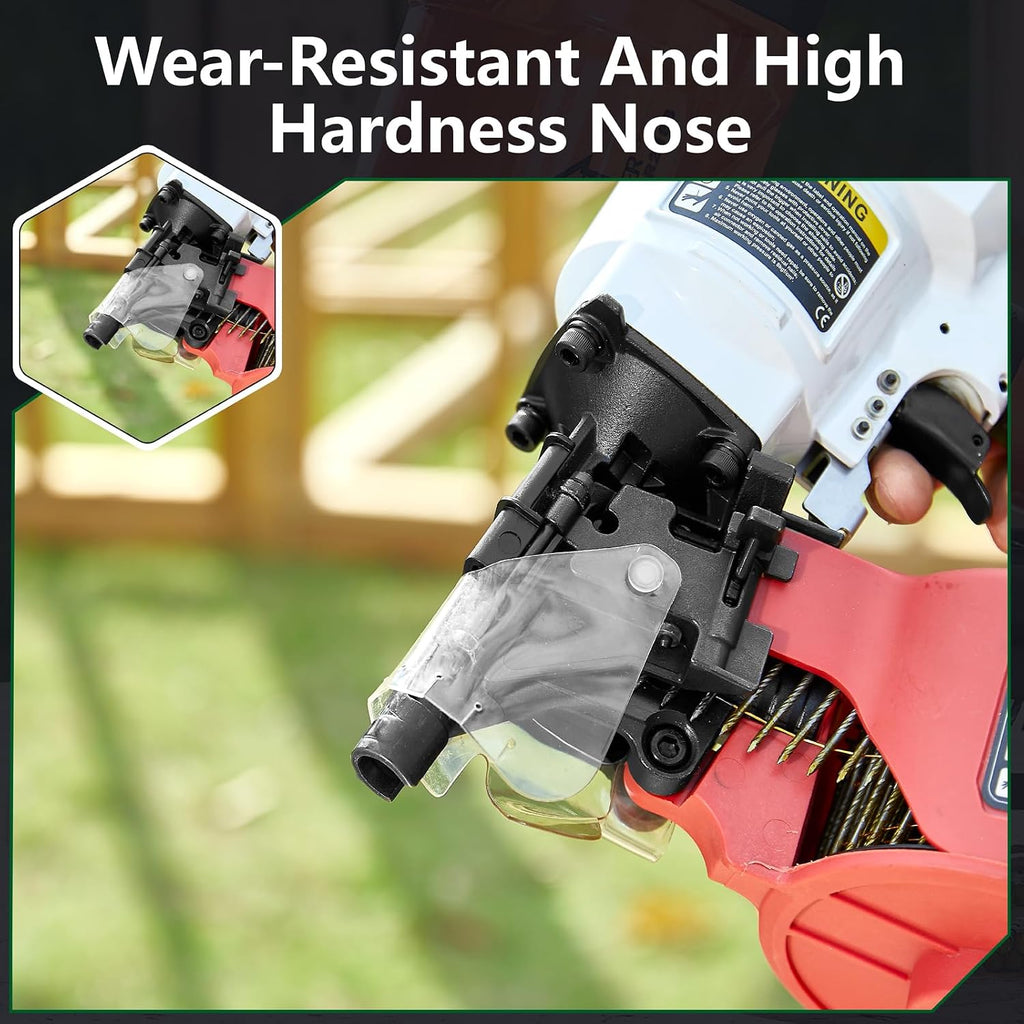 Kingou CN65099 Coil Siding Nailer Decking Nailer Accepts 1-3/4-Inch to 2-3/4-Inch Nails with 1/4 NPT Air Connector 225-300pcs Load Capacity Coil Nailer Coil Nail Gun for Wooden Box Packing