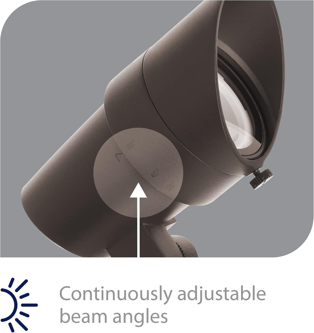 WAC Landscape Lighting, LED 12V Medium Size Accent Light with Adjustable Beam Angle and Integral Brightness Control 50-1300 Lumens 3000K Warm White Built-in LED in Bronze
