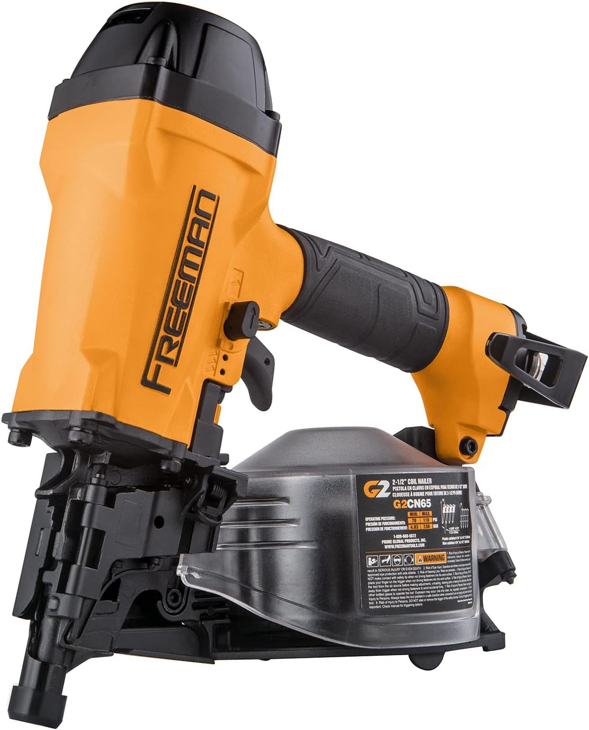 Freeman 2nd Generation Pneumatic 15° 2-1/2' Coil Siding Nailer | G2CN65 | Cedar Shingles, Roof and Wall Sheathing, Flooring Underlayment, Siding, Wood Fencing