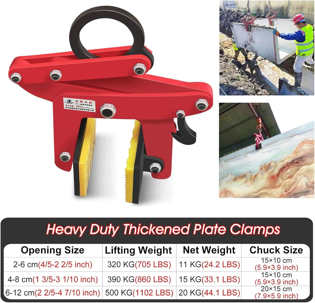 Vertical Adjustable Jaw Opening Slab Lifter Red Lifting Clamps Grabber 2-12 CM, for Hanging Stone Transportation, Steel Single Scissor Puller Hoisting(Opening 2-6 cm/0.8-2.4 in)