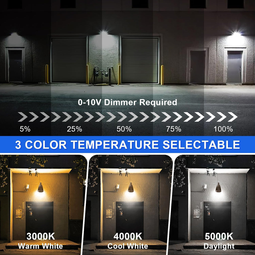 OSTEK 8 Pack LED Bullet Flood Light, 30W/40W/50W & 3CCT Selectable, 0-10V Dimmable Commercial Landscape Spotlight with Knuckle Mount for Flag Pole, Yard, Wall, 120-277V, IP65, UL Listed
