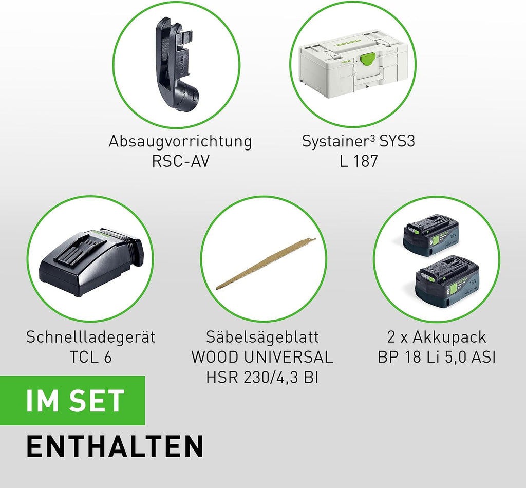 Festool RSC 18 5.0 EB-Plus Cordless Reciprocating Saw