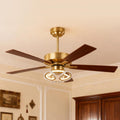 52' Gold Ceiling Fans with Lights and Remote/APP, RGB Color Changing LED Lighting Ceiling Fan, Indoor Outdoor Modern Luxury White and Gold Ceiling Fan for Living Room, Bedroom, 3CCT, 6 Speeds