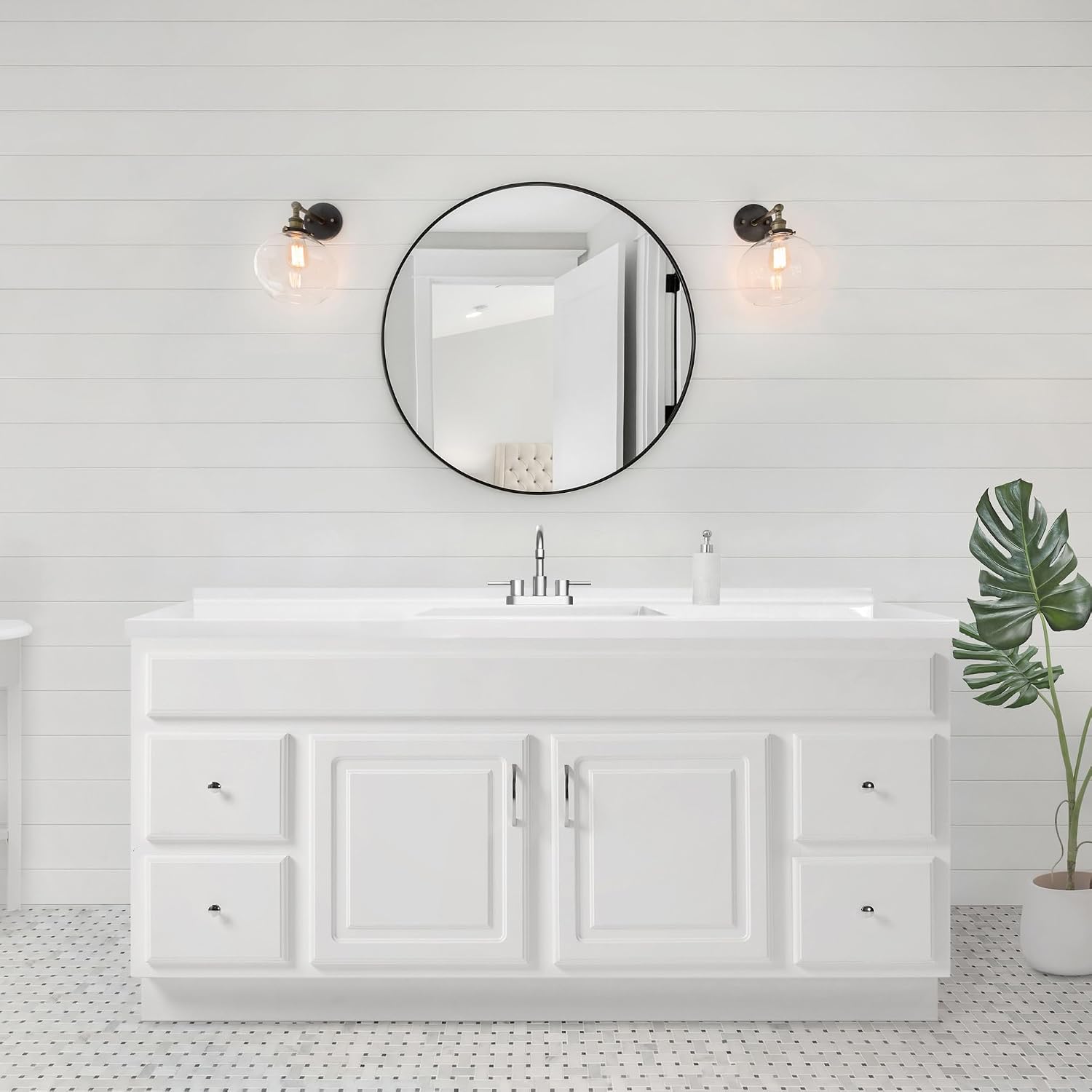 Design House 61-Inch Camilla II Modern Vanity Top with Backsplash, Improved Packaging, Solid White – Design House, 630251