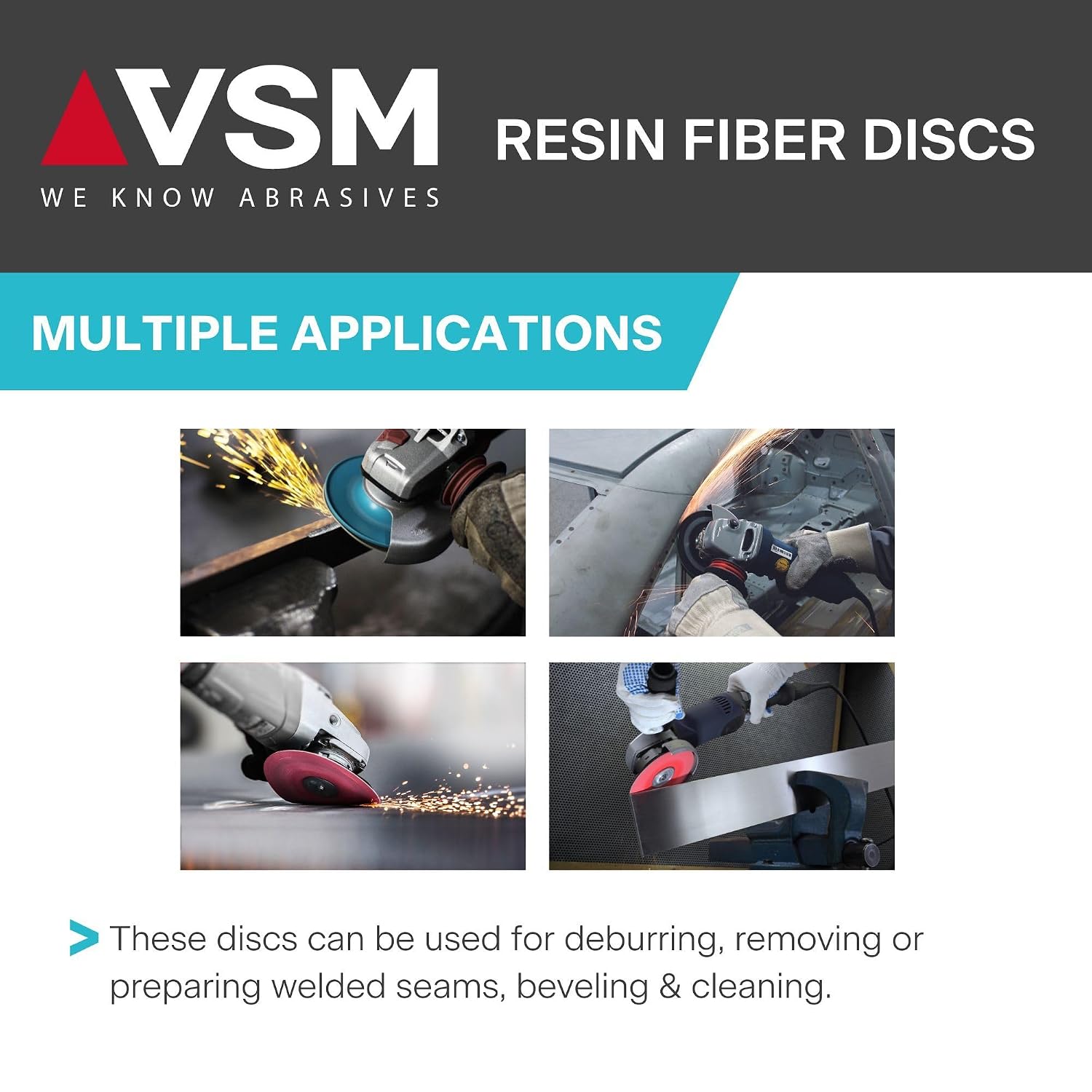 VSM 149140 Resin Fiber Disc, Bright Red, Coarse Grade, Fiber Backing, Ceramic, 24 Grit, 5' X 7/8' Arbor Hole, Pack of 50