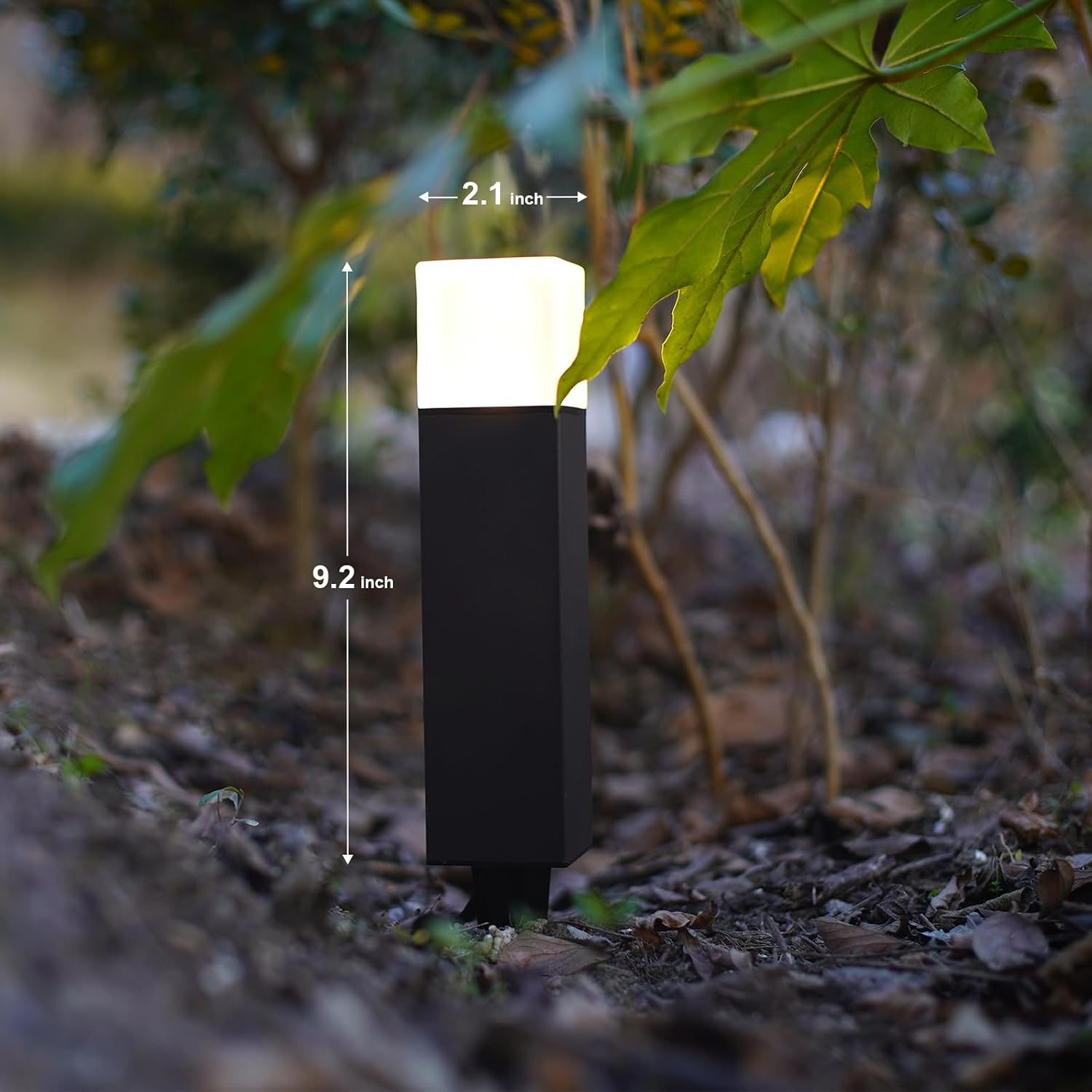 GOODSMANN Low Voltage Pathway Lighting 8PK Bollard Landscape Lights Kits 2W 2700K Warm White LED Wired Path Light 100 Lumens Outdoor Metal Brown Finish Walkway Driveway Light with Connector Stake