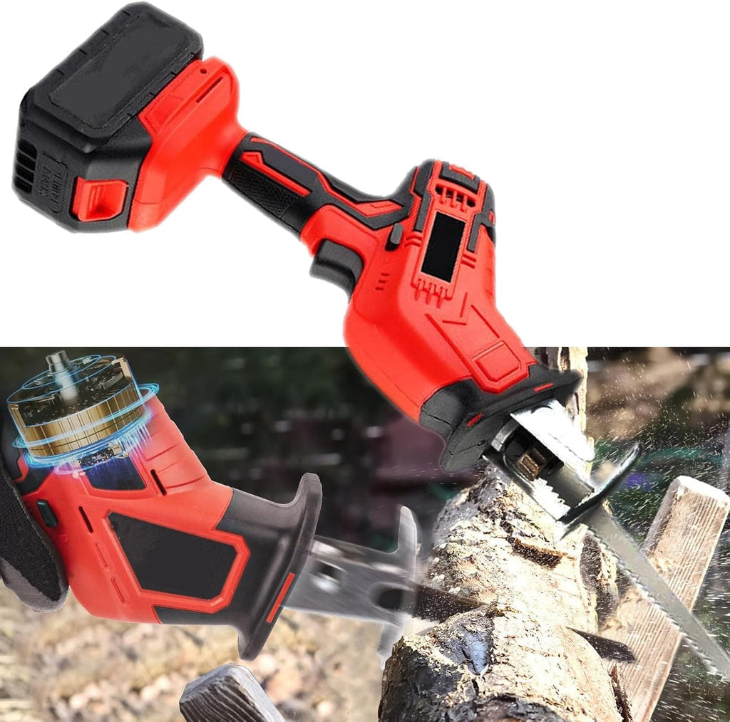 Cordless Handheld Electric Saw with Led Light - Portable Brushless Reciprocating Saw for Home Use - for Cutting Wood, Metal, PVC Pipe, and Bones,Battery-Battery