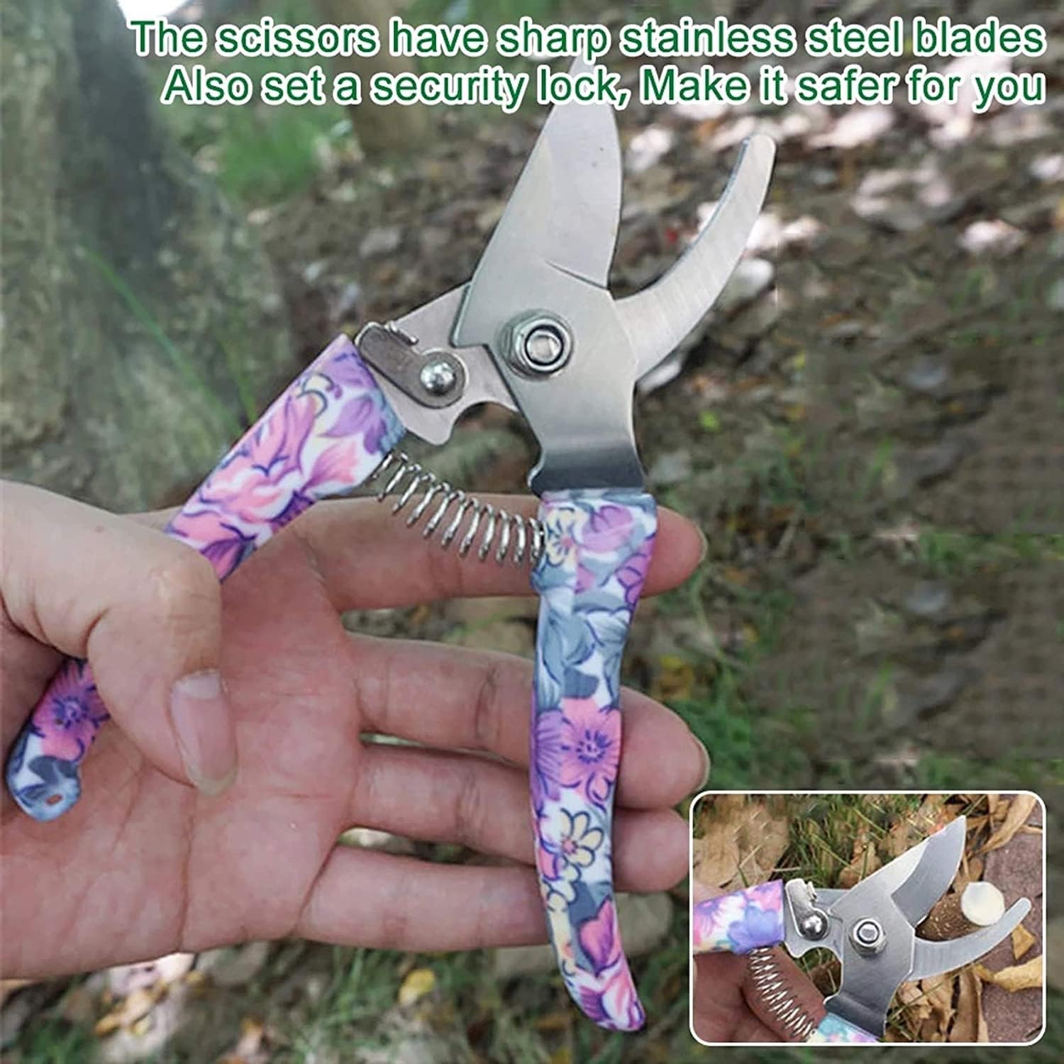 Garden Tools Set, 5 Pieces Gardening Tools, Garden Hand Tools with Carrying Case & Purple Floral Print Ergonomic Handle (Color : Blue)