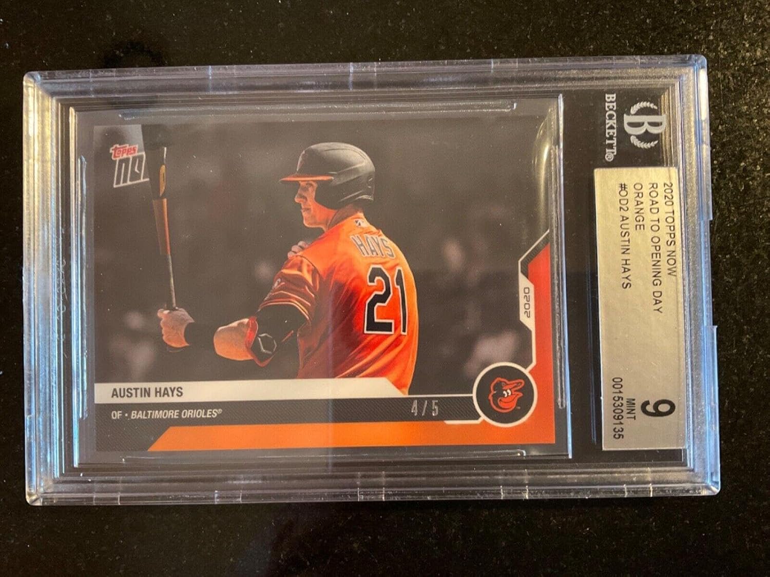 2020 Topps Now Road to Opening Day /5 Austin Hays #OD-2 POP 1 BGS 9 ORIOLES - Baseball Slabbed Rookie Cards