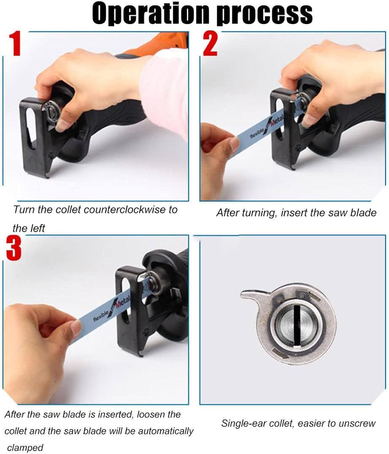 Portable Reciprocating Saw, Electric Bone Cutting Machine, Selt-locking, LED Lighting, With 4 Saw Teeth, 1/2 Batteries,0-3000rpm Variable Speed, for Cutting Meat/Bones,2-Battery