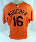 2007-08 Baltimore Orioles Sebastien Boucher #16 Game Used Orange Jersey BP ST 2 - Game Used MLB Jerseys